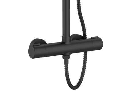 Душевая система Orange Thermo T02S3-912b c термостатом, черный матовый